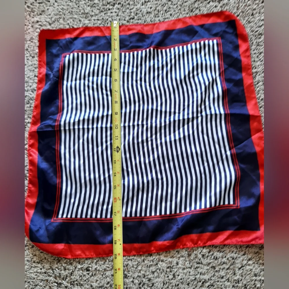 Red White & Blue Satiny Nautical Square Scarf - Picture 2 of 5